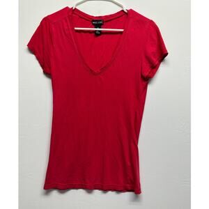 Y2K Wet Seal Red Fitted V-Neck Tee – 2000s Baby Tee